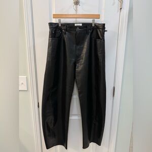 AGOLDE Luna Pieced High Waisted Barrel Leg Leather Pants